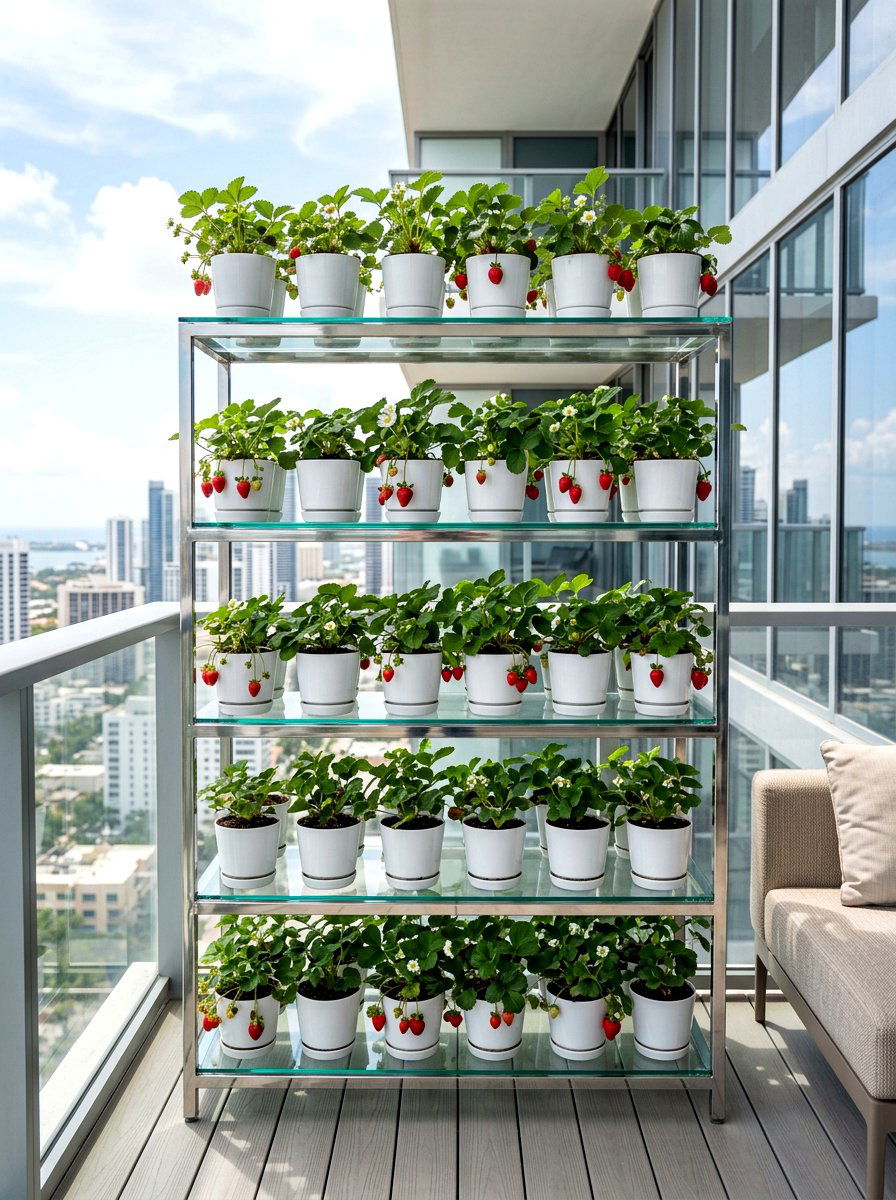 Modern Glass Tiered Garden - 30 strawberry tower ideas