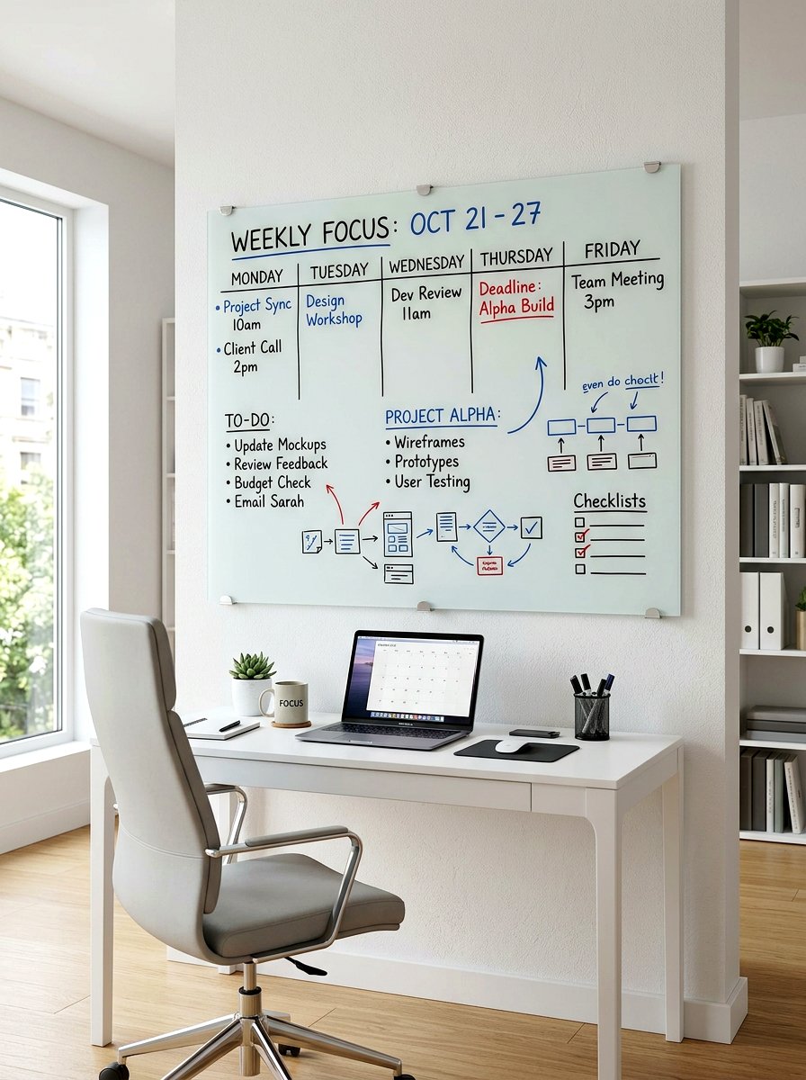 Modern Glass Whiteboard - 30 family message center ideas