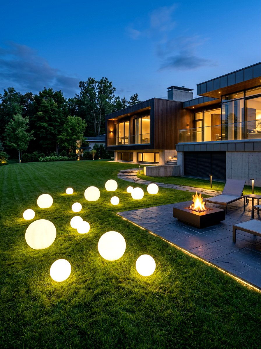 Modern Globe Lights - 30 lamp lit patio ideas