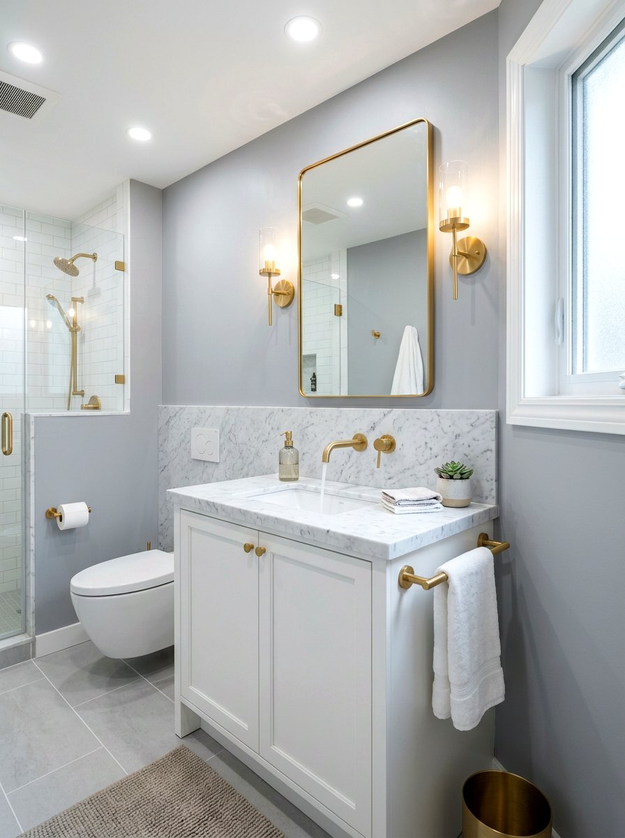 Modern Gold Bathroom Fixtures - 30 guest powder room decor ideas