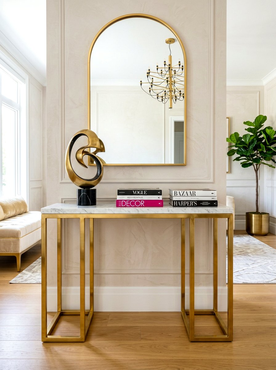 Modern Gold Console - 30 slim console apartment ideas