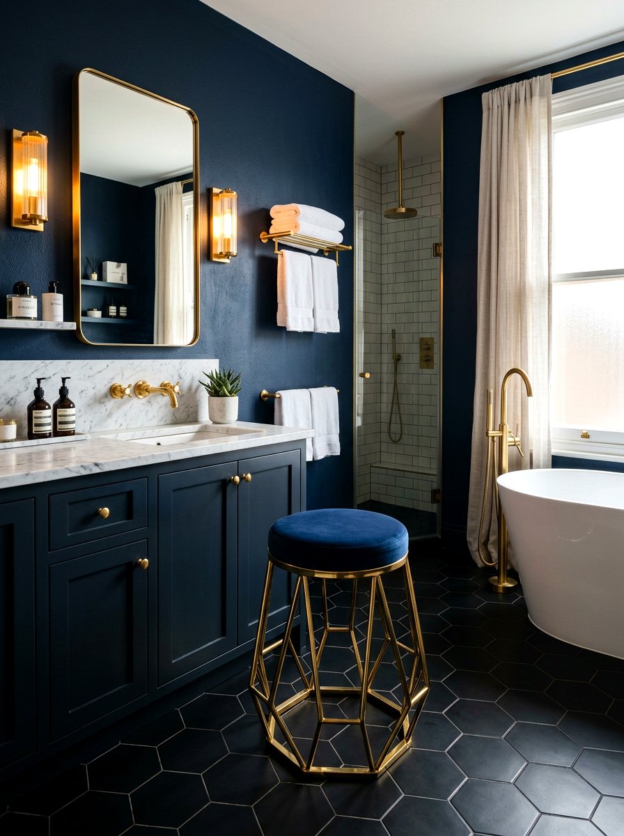 Modern Gold Metal Stool - 30 bathroom stool ideas