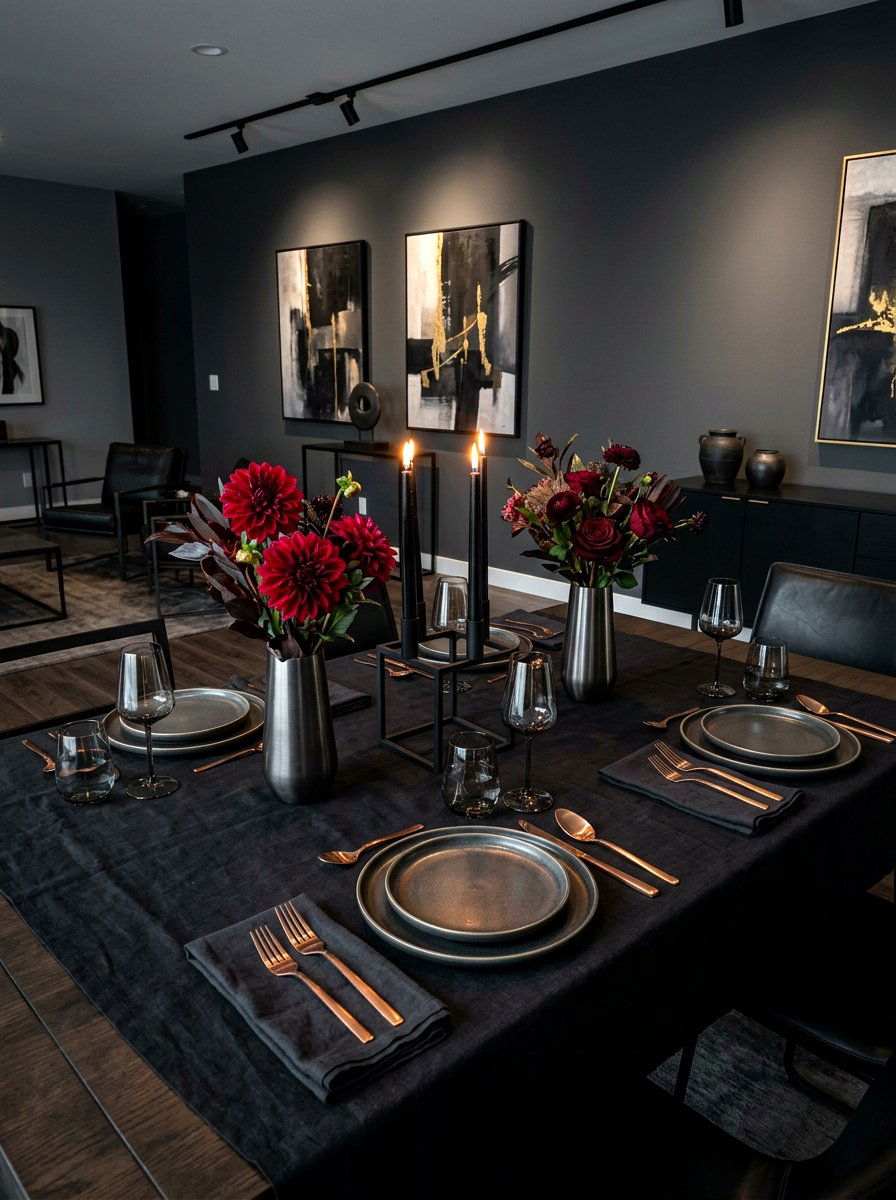 Modern Goth Table - 30 collected tablescape ideas