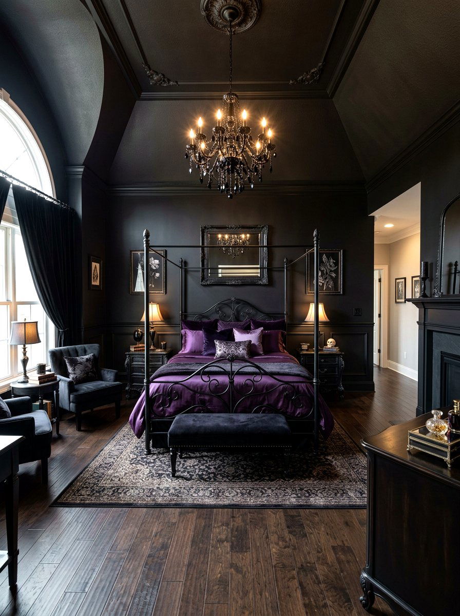 Modern Gothic Bedroom - 30 moody hotel bedroom ideas
