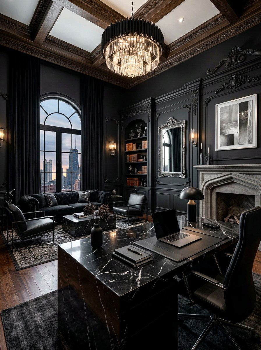Modern Gothic Interior - 30 moody editor office ideas