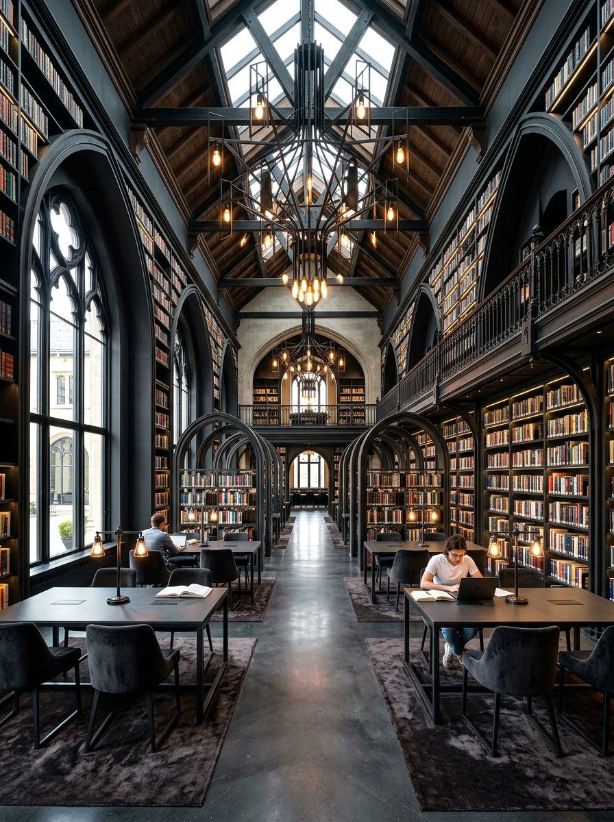 Modern Gothic Library Design - 30 moody library living room ideas