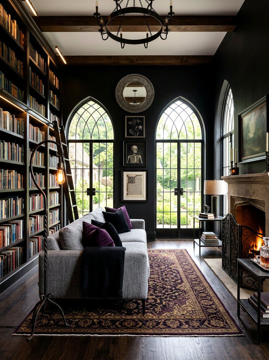 Modern Gothic Reading Room - 30 moody reading room ideas