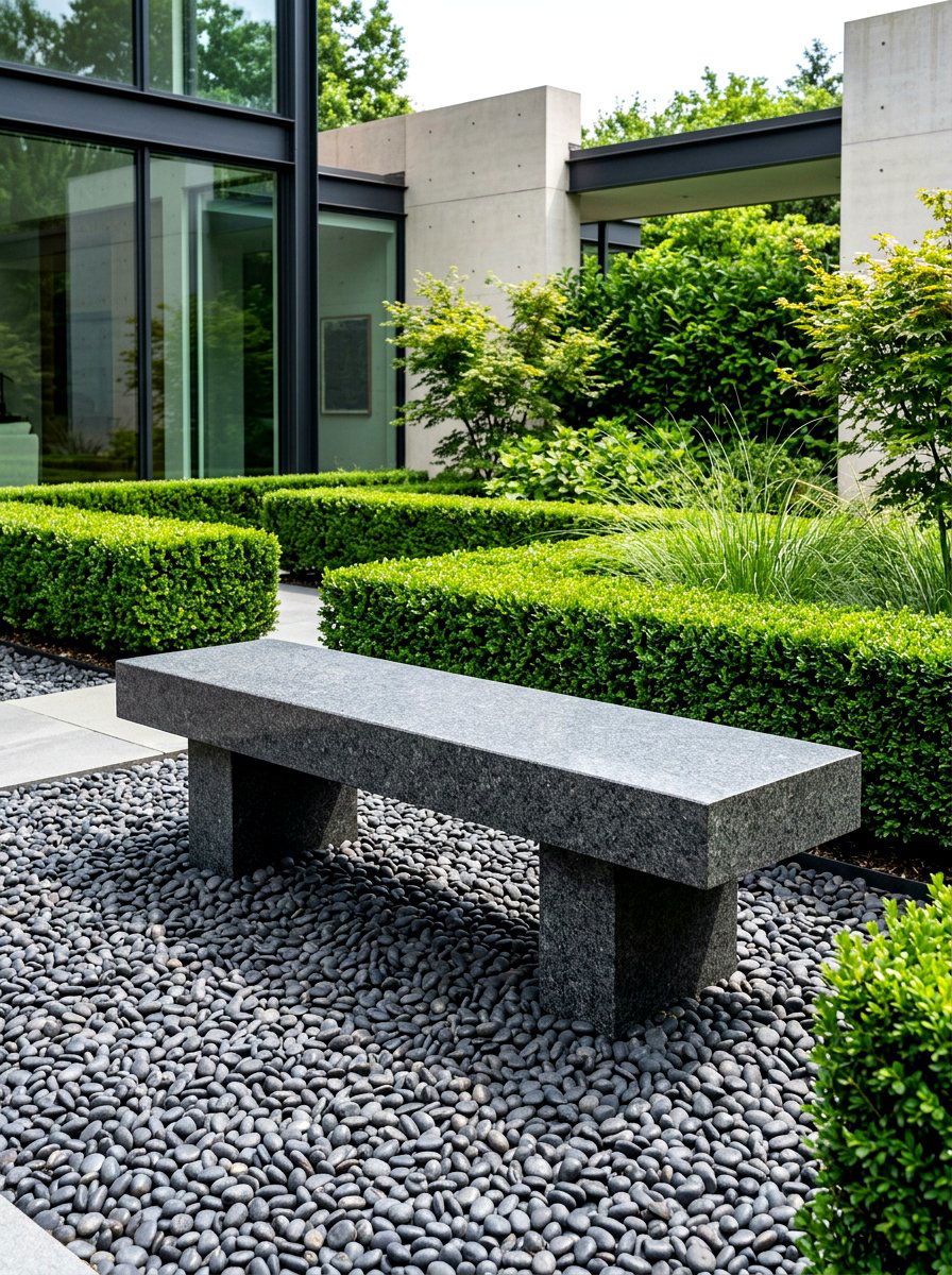 Modern Granite Garden Bench - 30 stone bench garden ideas
