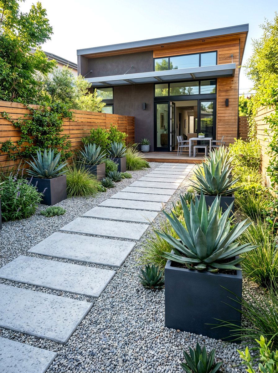 Modern Gravel Courtyard - 30 small yard landscaping ideas