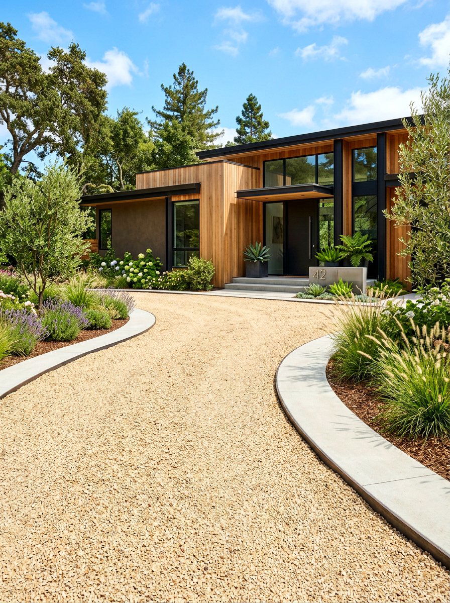 Modern Gravel Driveway - 30 modern landscaping ideas