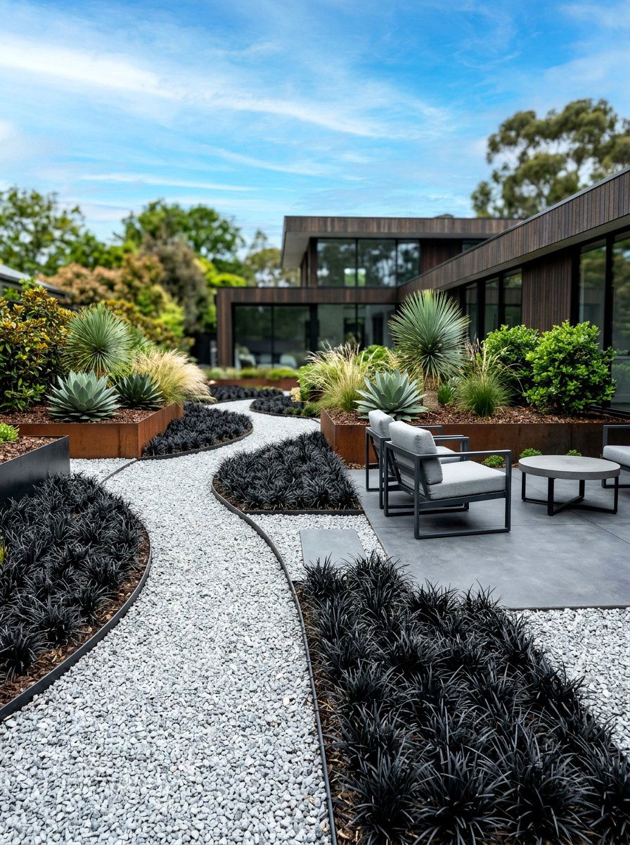 Modern Gravel Garden - 30 dry garden ideas