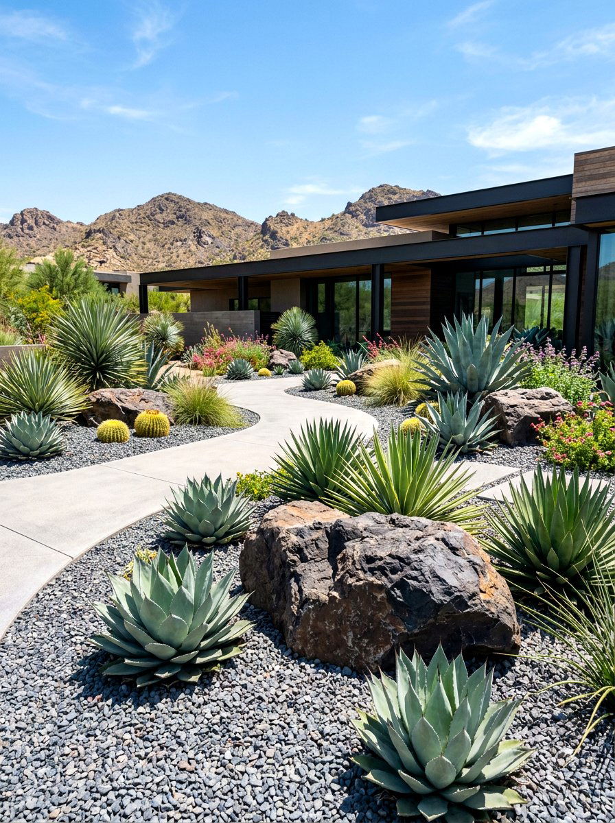 Modern Gravel Garden - 30 narrow garden ideas