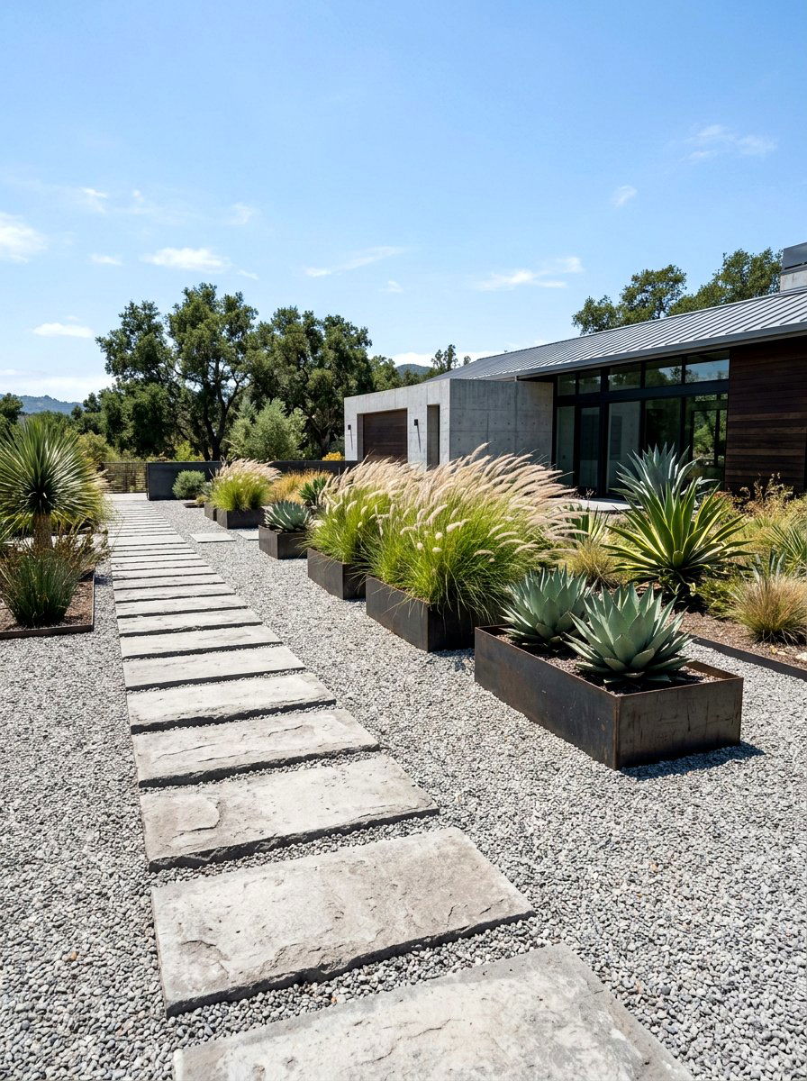 Modern Gravel Landscape - 30 front garden ideas