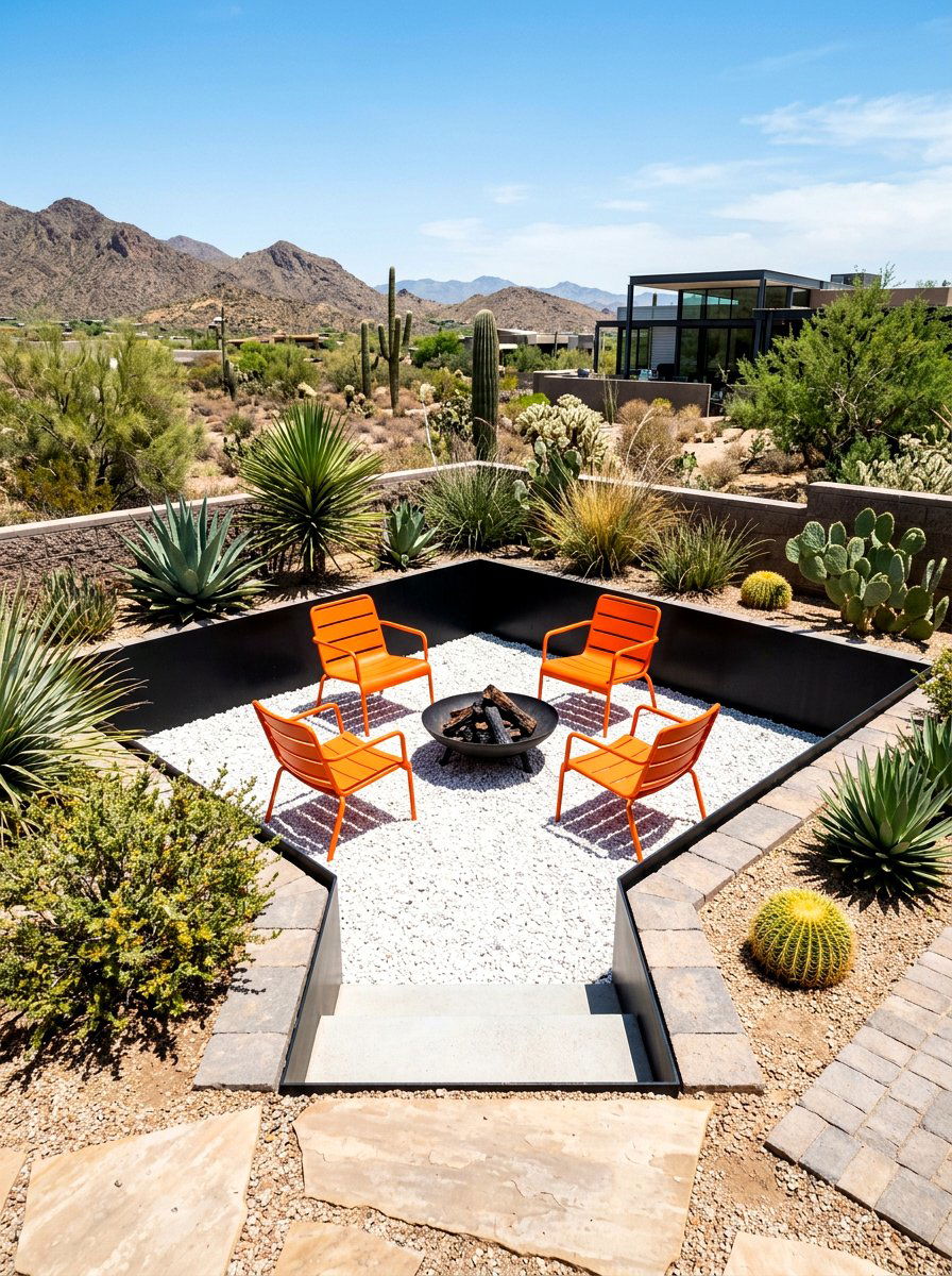 Modern Gravel Sunken Space - 30 sunken backyard seating ideas