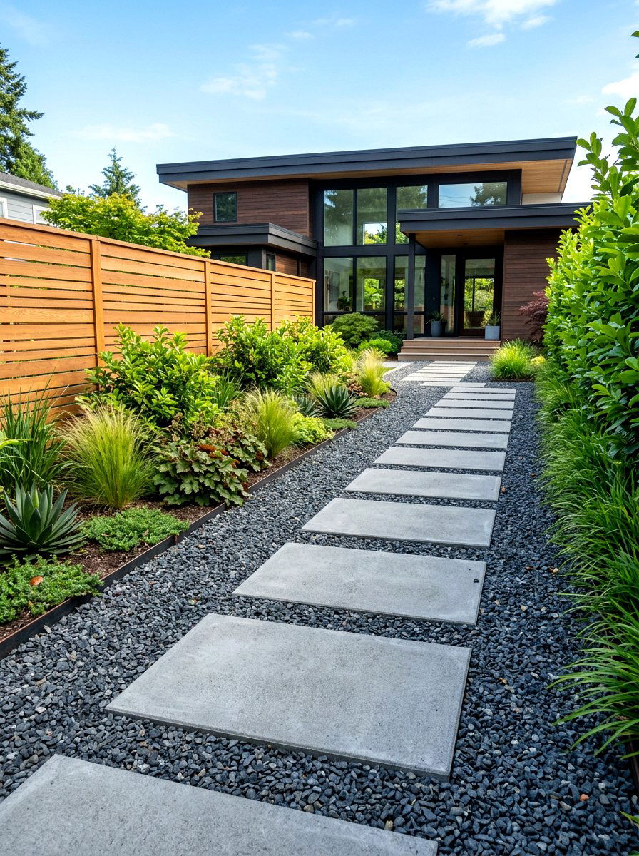 Modern Gravel Walkway - 30 gravel backyard ideas