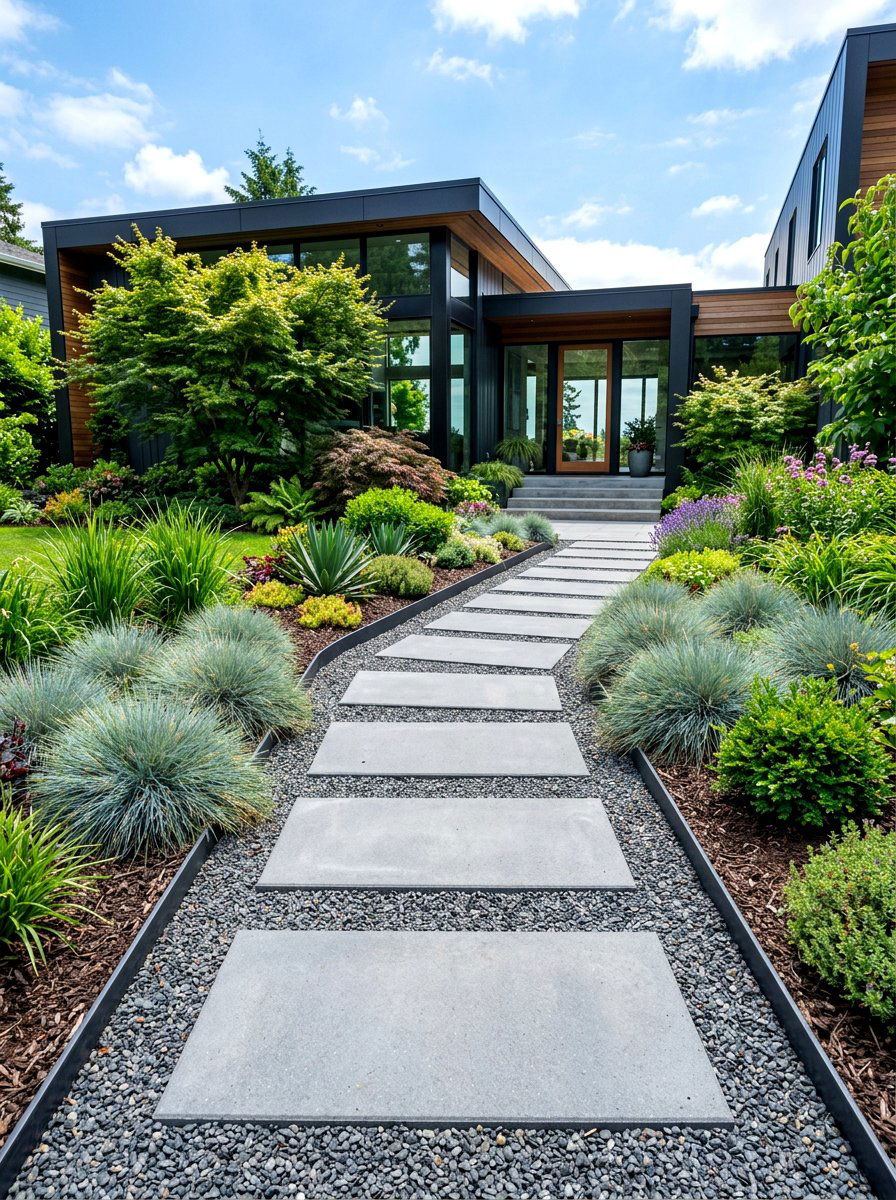 Modern Gravel Walkway - 30 side yard landscaping ideas