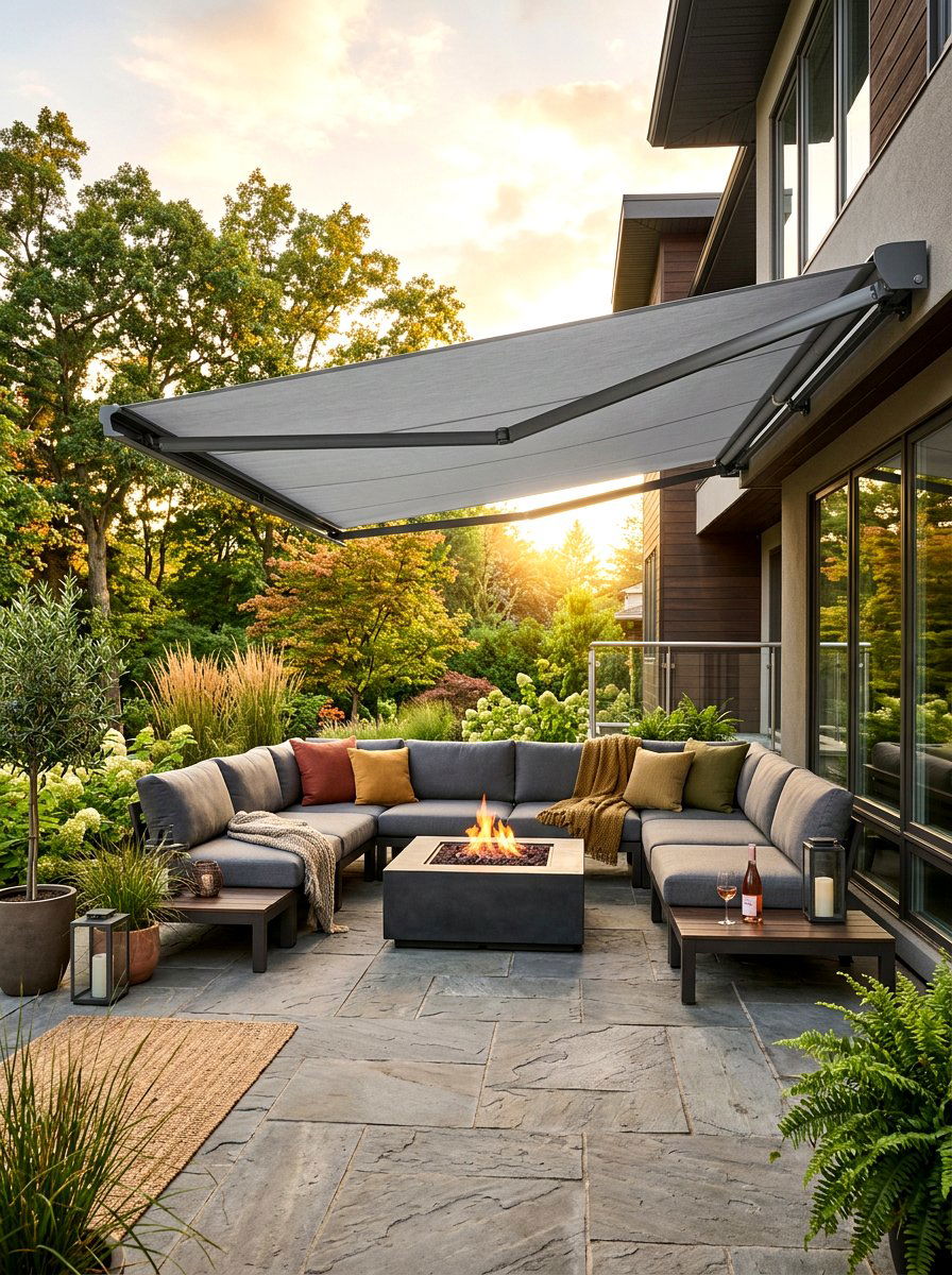 Modern Gray Awning - 30 retractable awning ideas