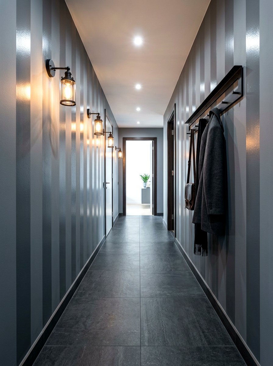 Modern Gray Striped Paint - 30 striped hallway ideas