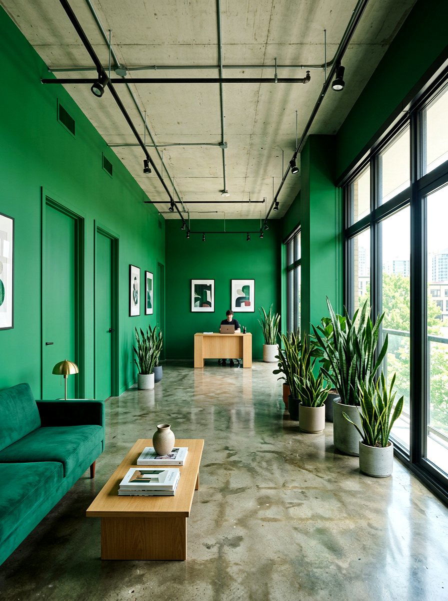 Modern Green Studio - 30 botanical drench room ideas
