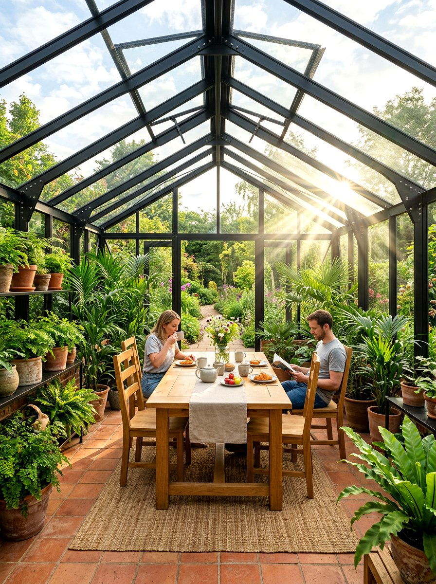Modern Greenhouse Breakfast Room - 30 indoor outdoor breakfast room ideas