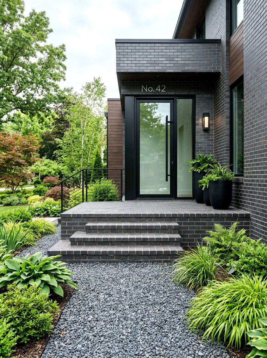 Modern Grey Brick Stoop - 30 brick stoop ideas