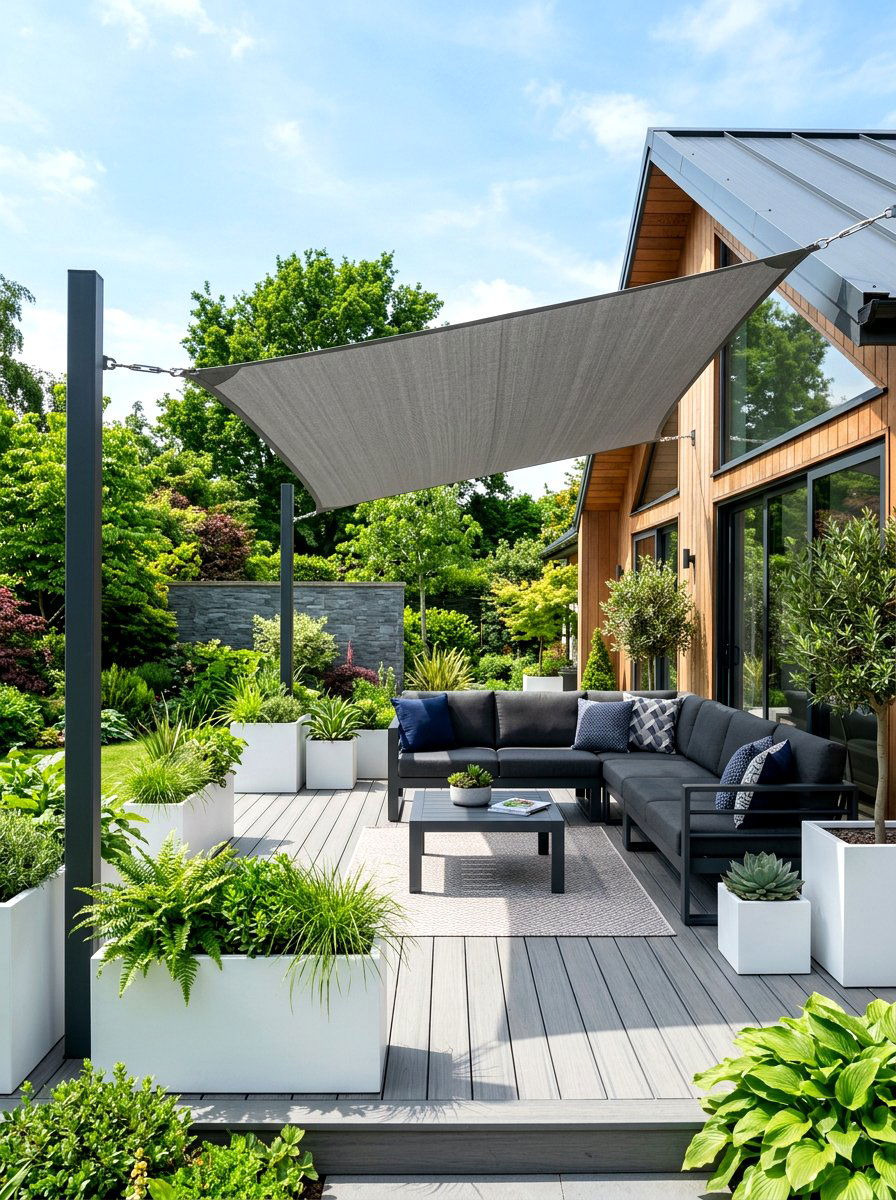Modern Grey Shade Sail - 30 shade sail ideas