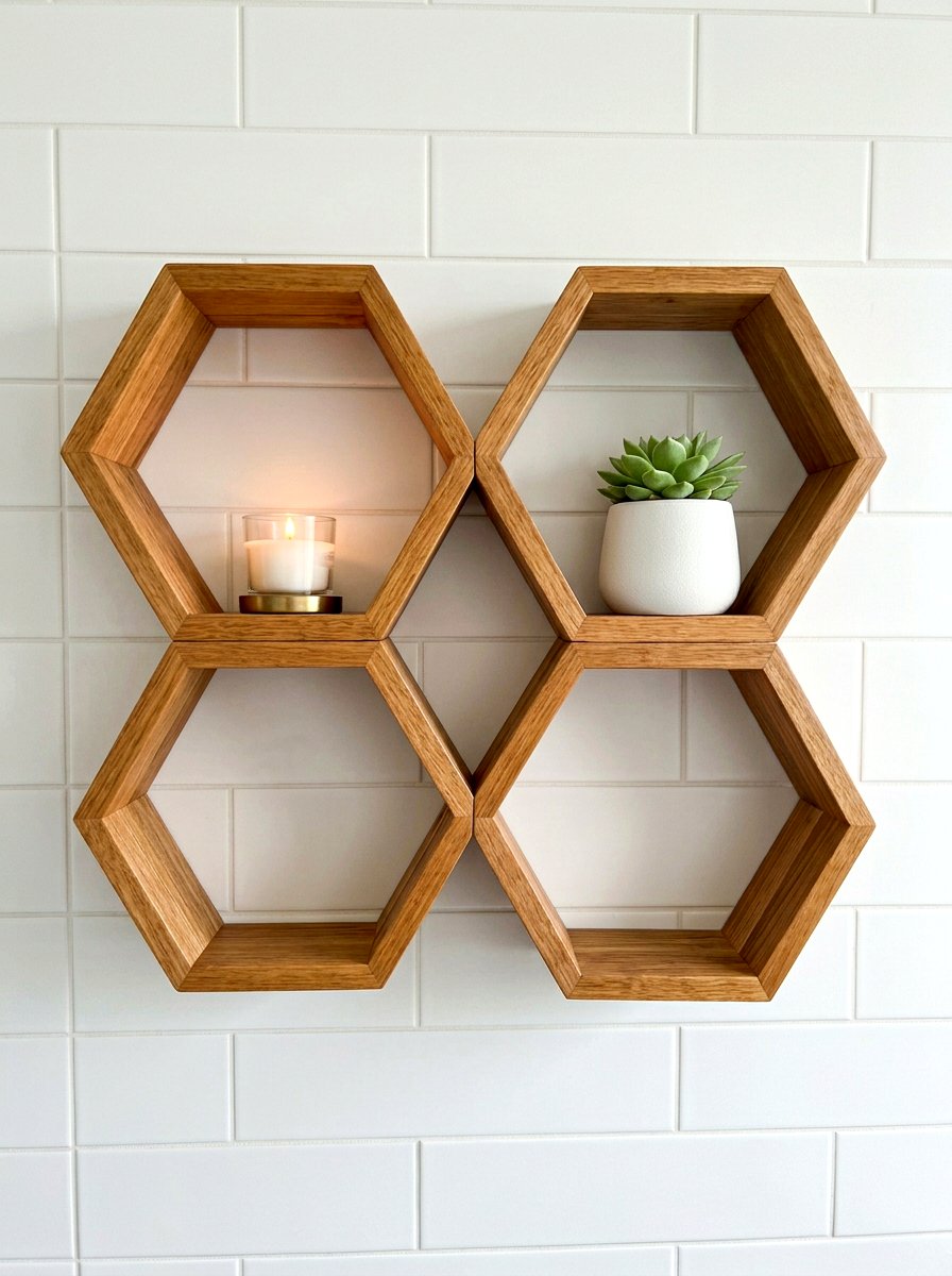 Modern Hexagon Bathroom Shelf - 30 bathroom shelf decor ideas