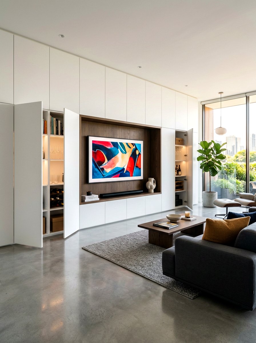 Modern Hidden Storage Cabinets - 30 open concept decorating ideas