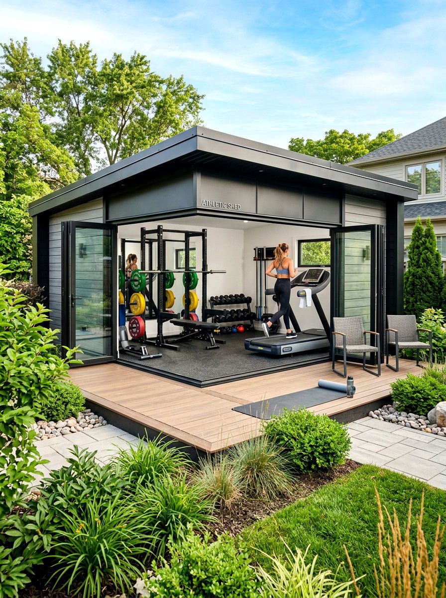 Modern Home Gym - 30 garden shed ideas