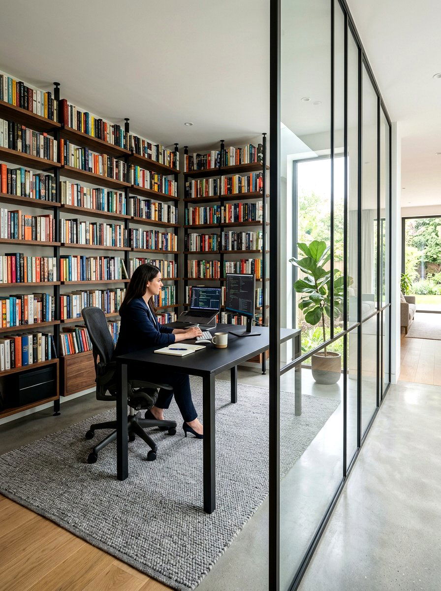 Modern Home Office Library - 30 book filled room ideas
