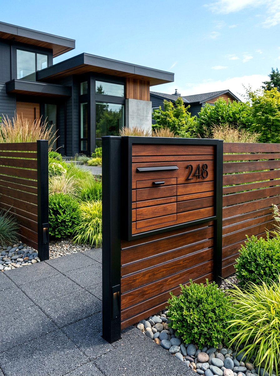 Modern Horizontal Slat Mailbox - 30 statement mailbox ideas aesthetic