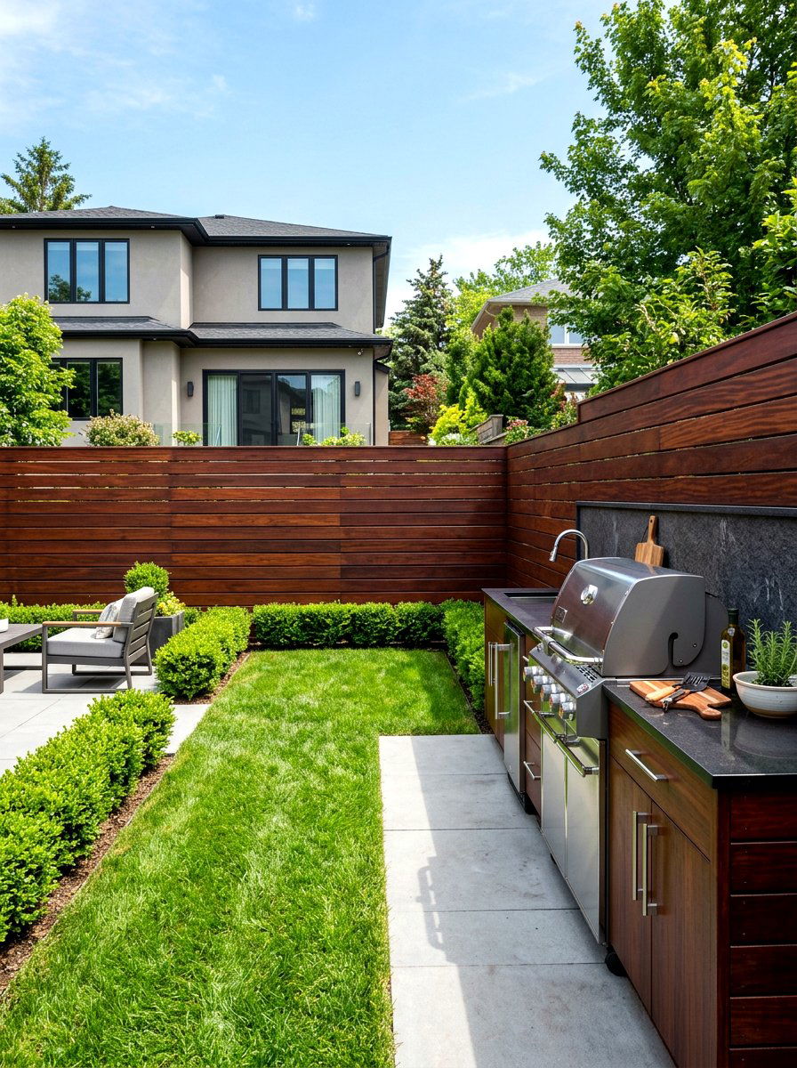 Modern Horizontal Wood Fence - 30 backyard divider ideas