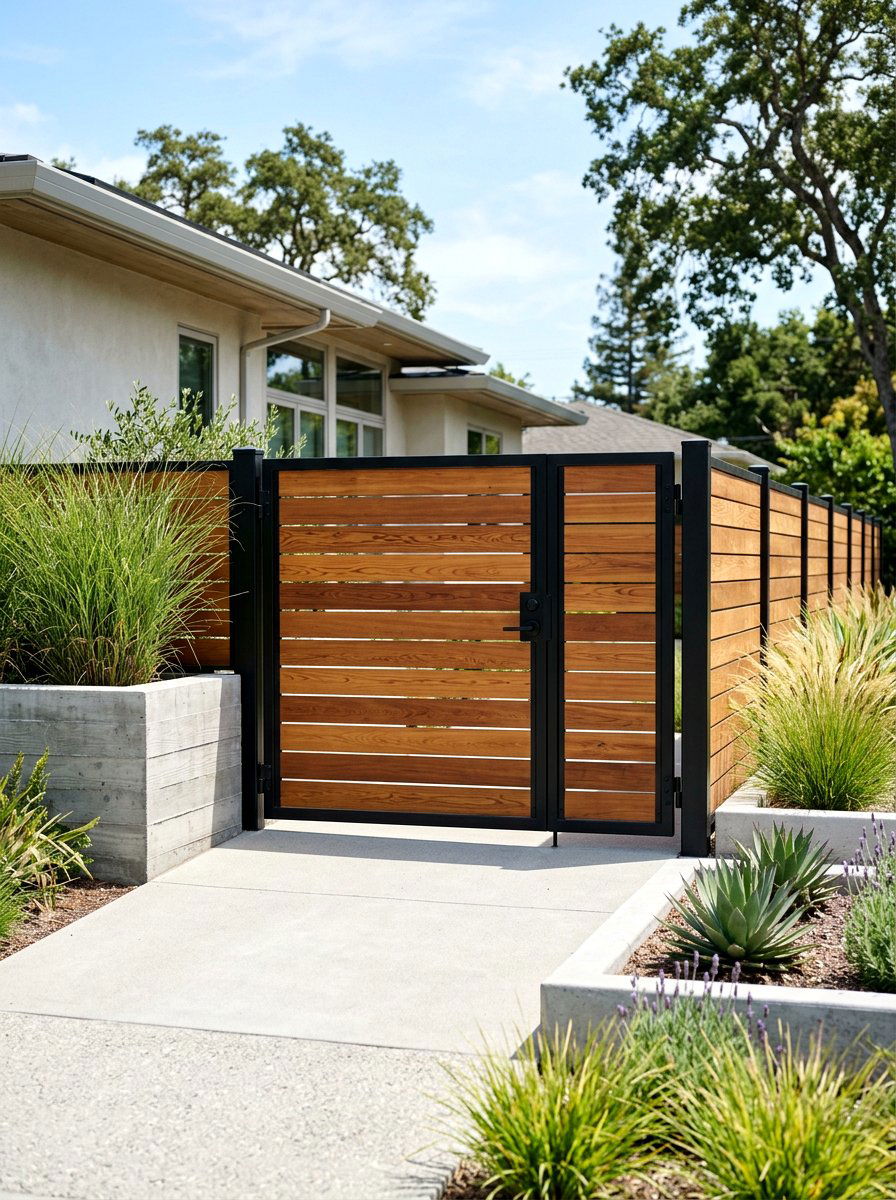 Modern Horizontal Wood Gate - 30 fence gate ideas