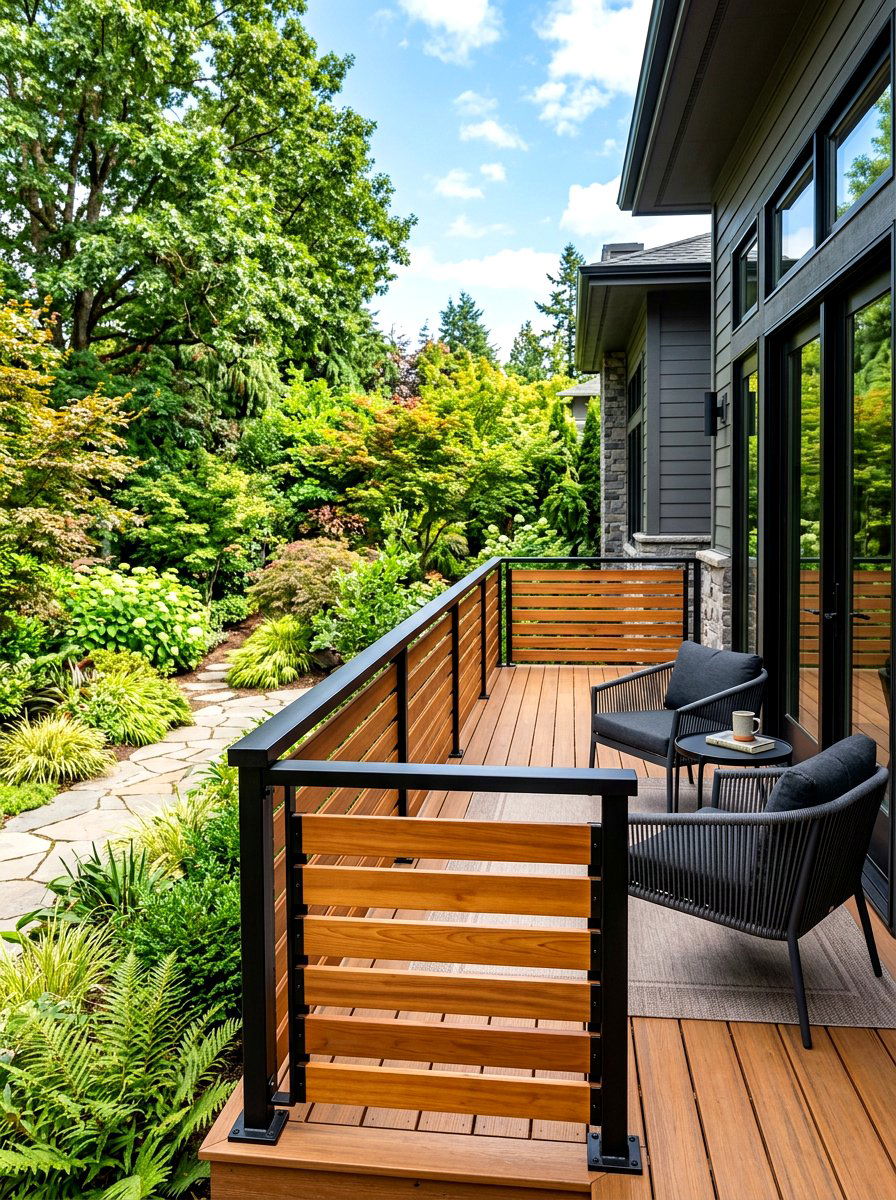 Modern Horizontal Wood Railing - 30 front porch railing ideas