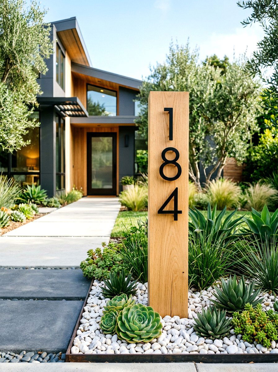 Modern House Number - 30 asymmetrical curb appeal ideas