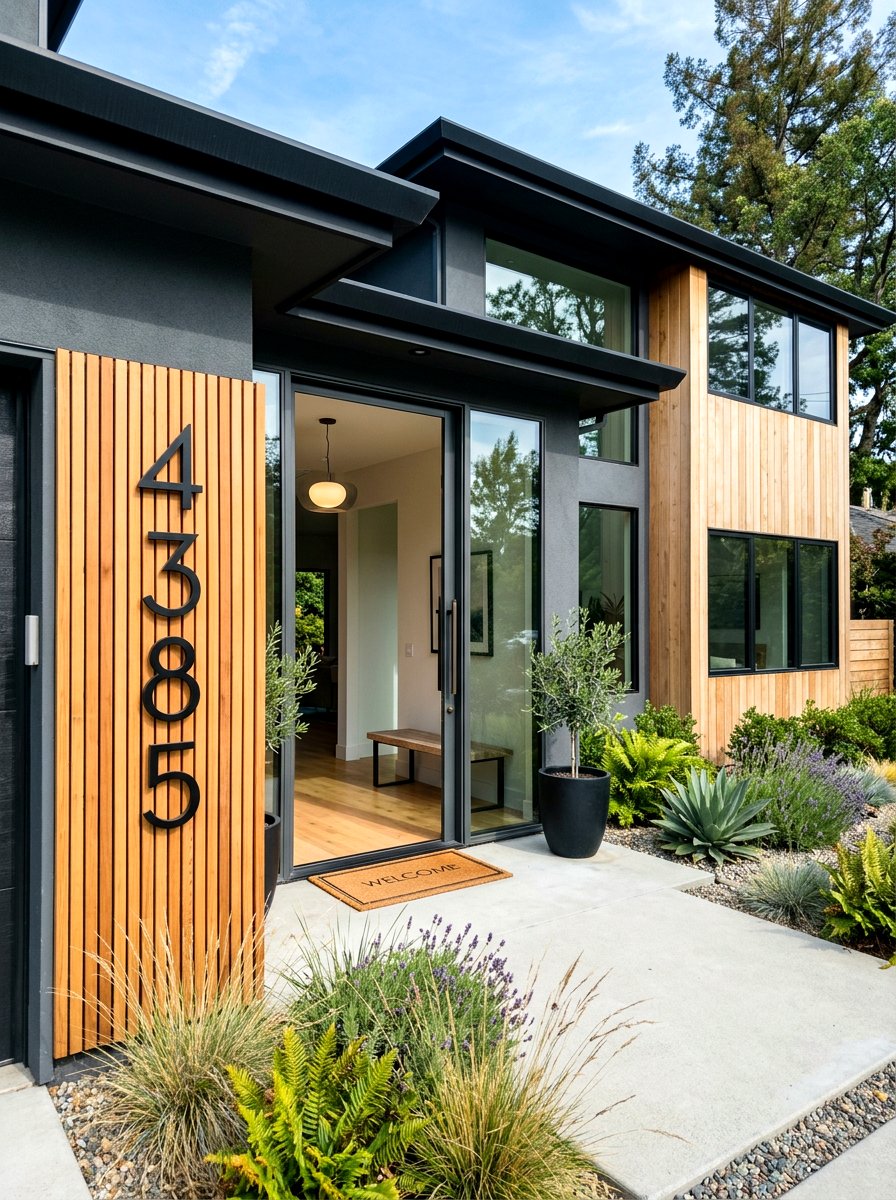 Modern House Numbers - 30 Pinterest front porch decor ideas
