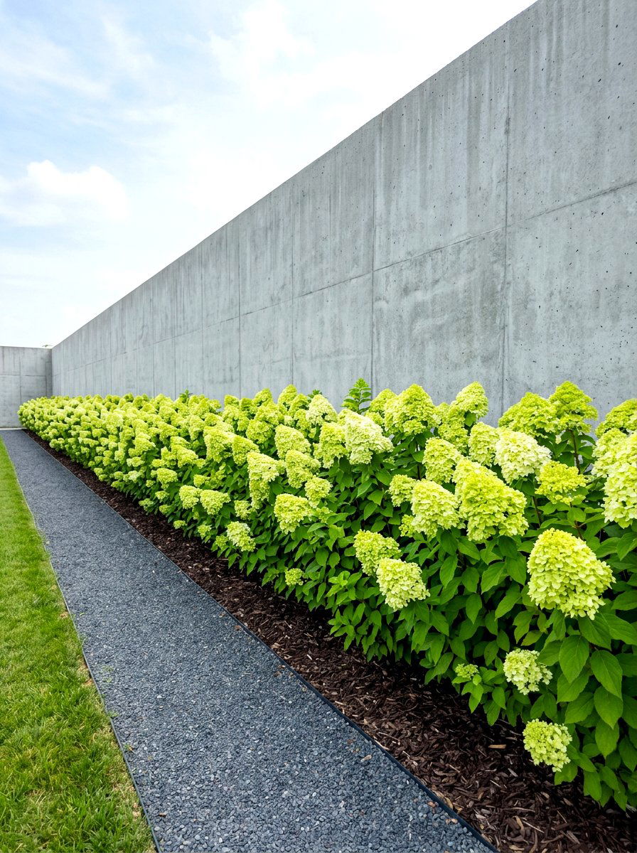 Modern Hydrangea Row - 30 hydrangea border curb appeal ideas
