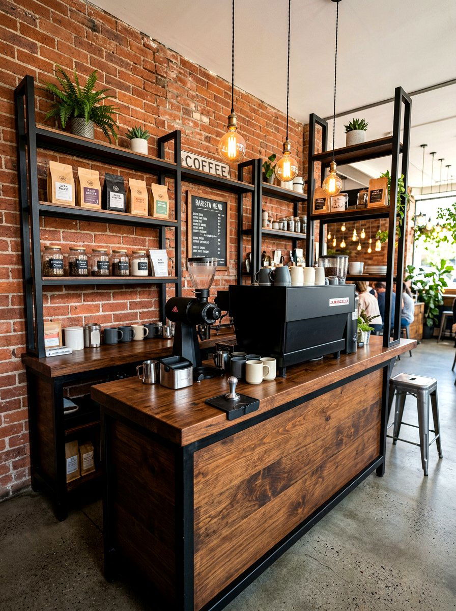 Modern Industrial Coffee Nook - 30 home cafe ideas