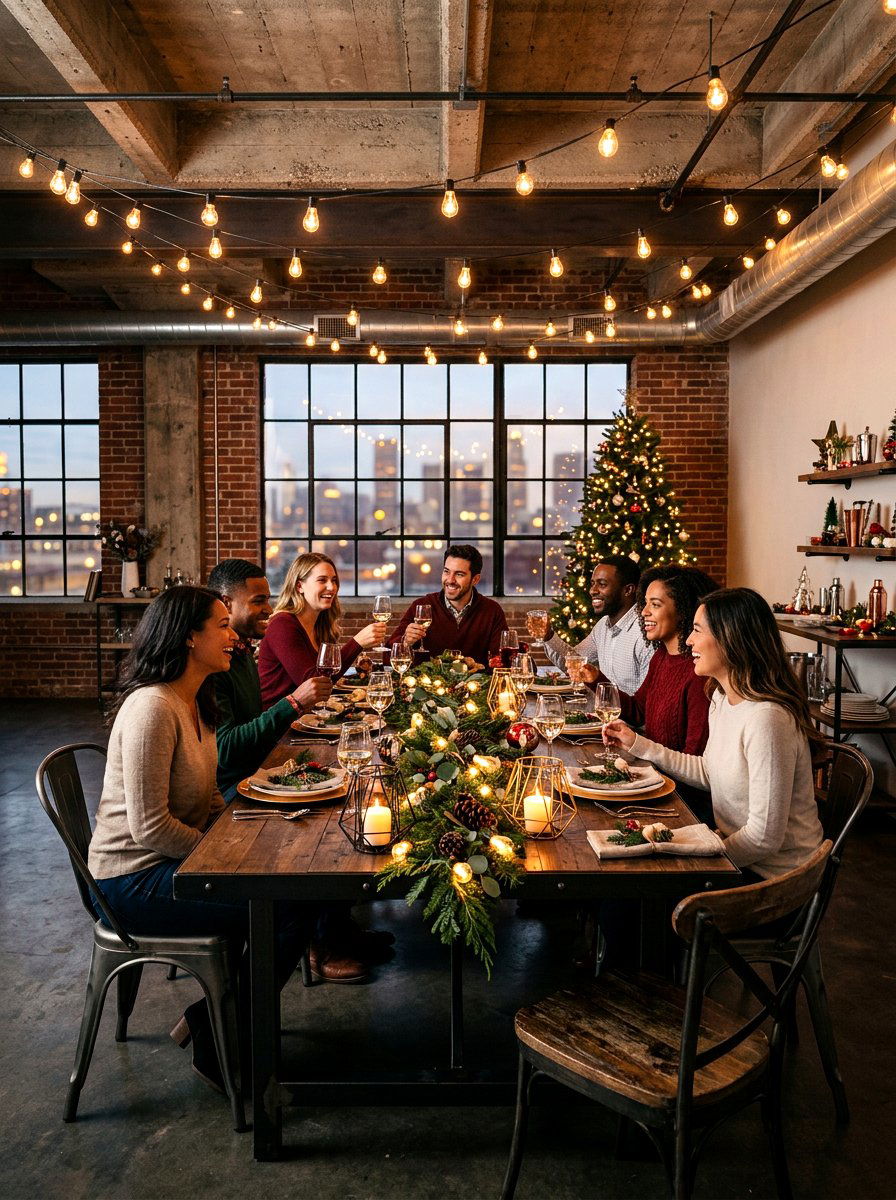 Modern Industrial Holiday Setting - 30 holiday dining table ideas