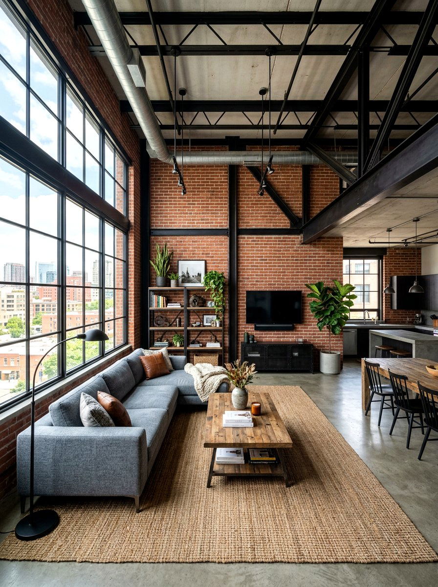 Modern Industrial Living Room - 30 steel gray living room ideas