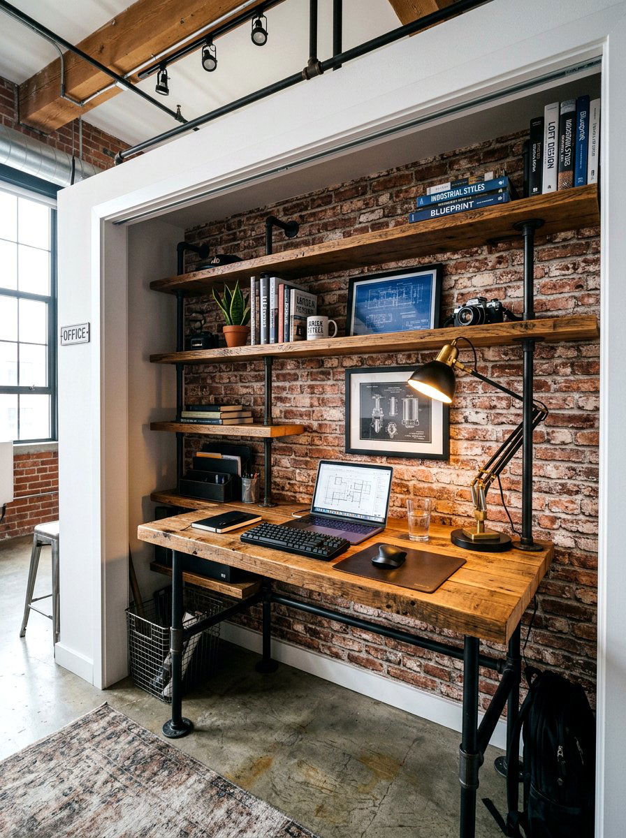 Modern Industrial Office Closet - 30 cloffice apartment ideas