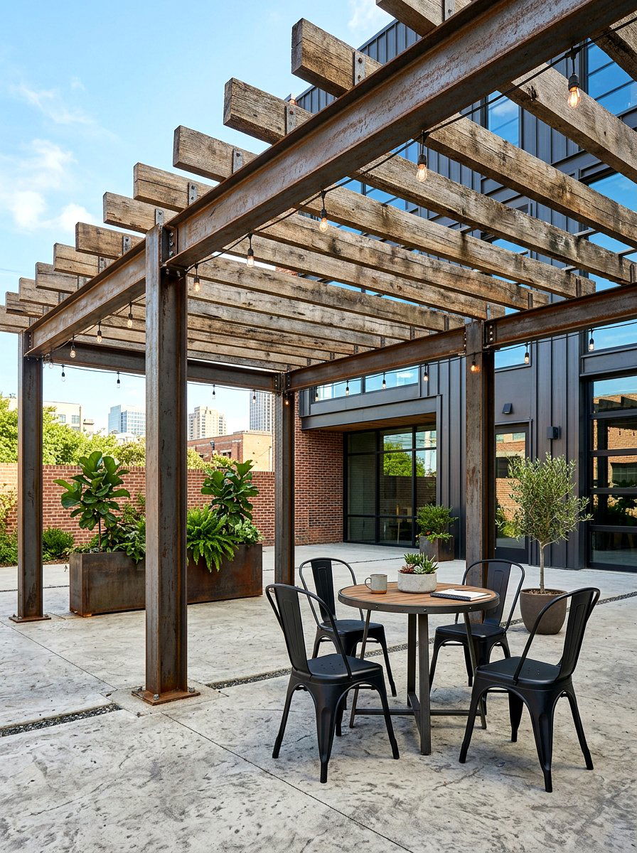 Modern Industrial Pergola - 30 outdoor pergola ideas