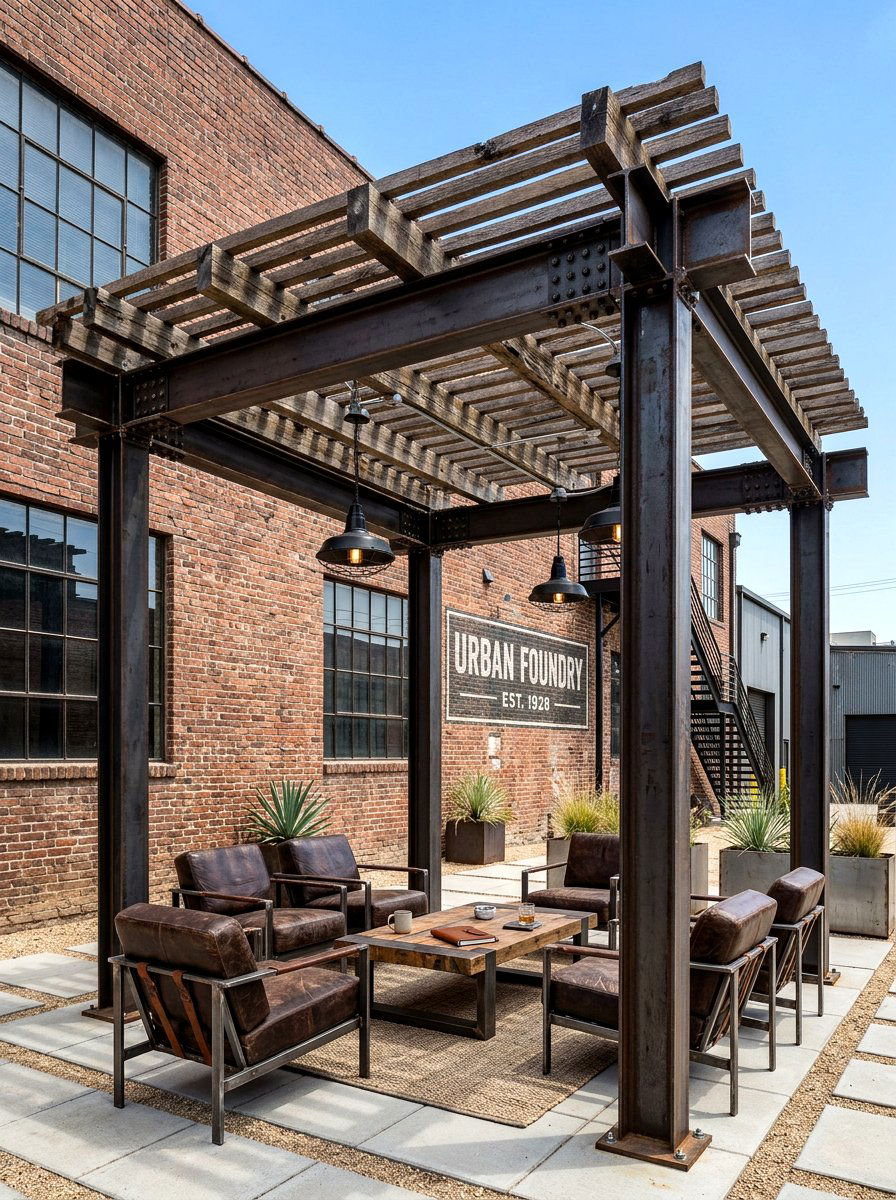 Modern Industrial Pergola - 30 freestanding pergola ideas