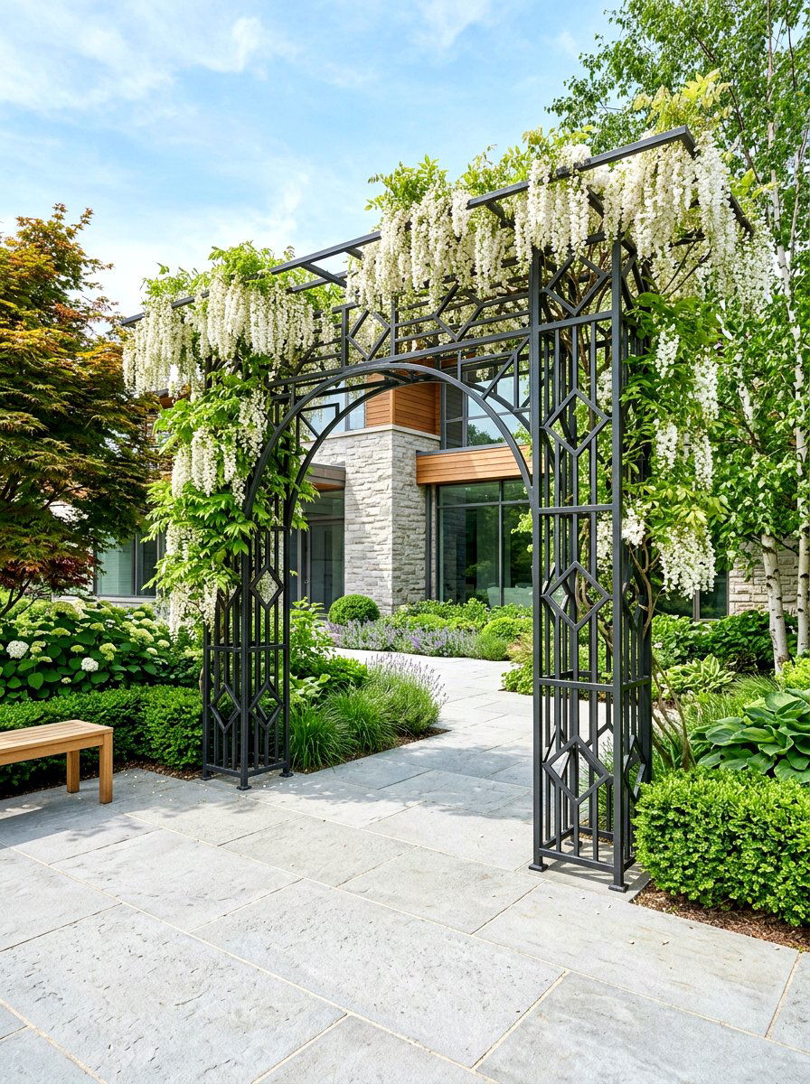 Modern Iron Trellis - 30 garden trellis ideas