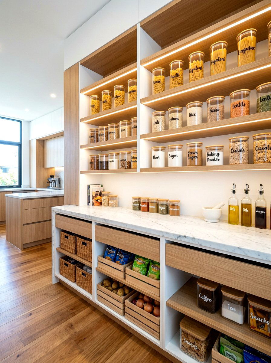 Modern Kitchen Pantry - 30 glass cabinet decor ideas
