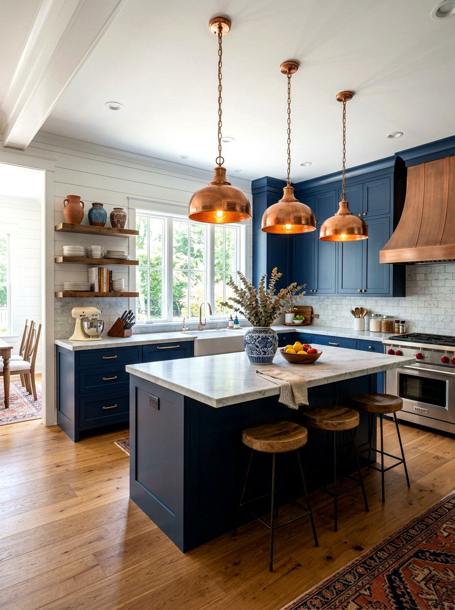 Modern Kitchen With Copper Pendant Lighting - 30 copper kitchen accent ideas