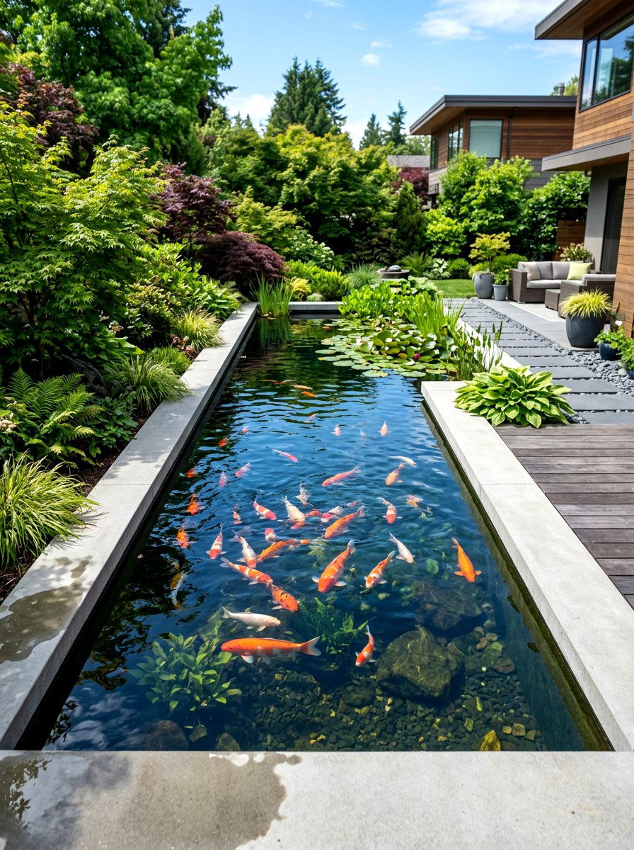 Modern Koi Pond - 30 backyard pond ideas