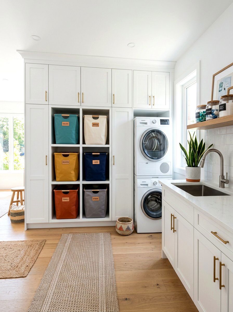 Modern Laundry Basket Cubby - 30 laundry basket storage ideas