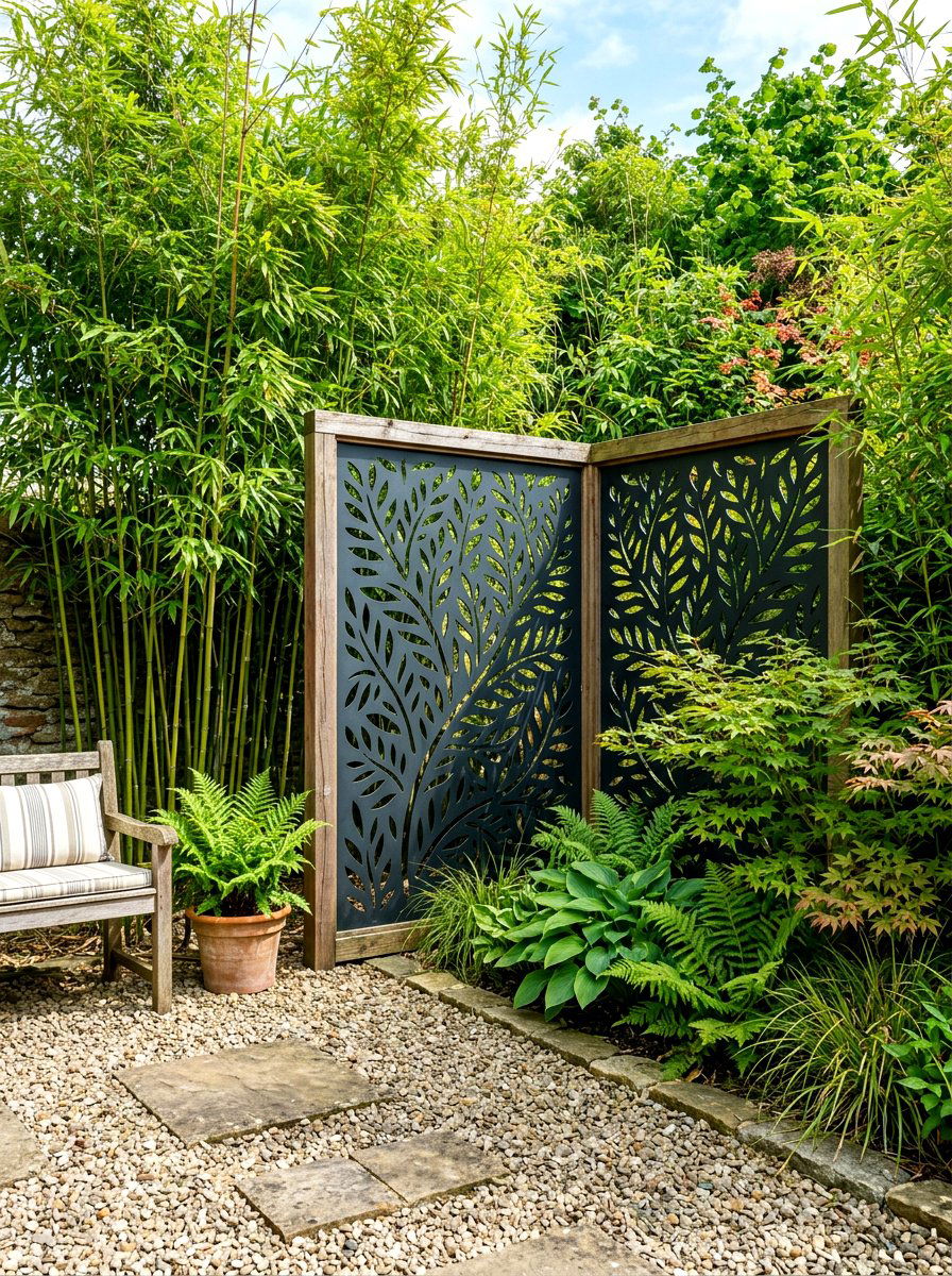 Modern Leaf Design Garden Screen - 30 laser cut privacy panel ideas