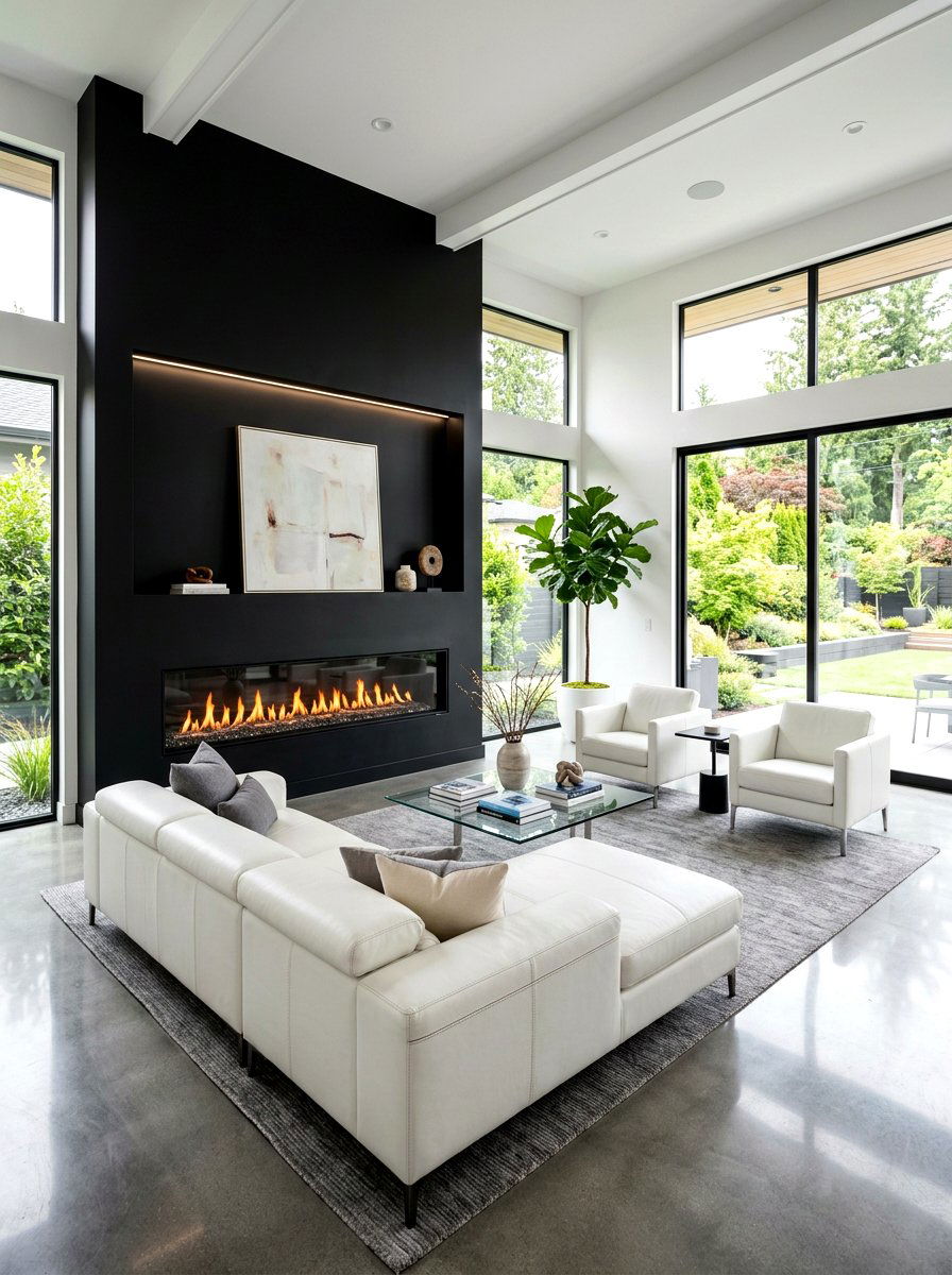 Modern Linear Gas Fireplace - 30 family room fireplace ideas